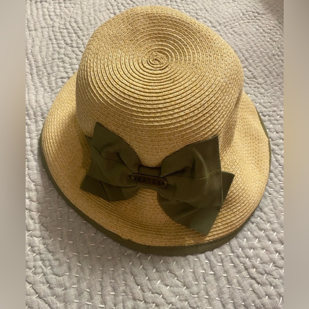 HATCH Straw Sun Hat with Olive Green Bow